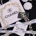 Chanel Three-Layer Pearl Necklace Gold For Women