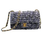 Chanel Tweed Mini Flap Bag Dark Blue For Women 20cm / 7.9in AS01116