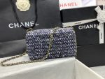 Chanel Tweed Mini Flap Bag Dark Blue For Women 20cm / 7.9in AS01116