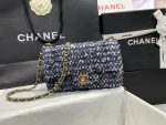 Chanel Tweed Mini Flap Bag Dark Blue For Women 20cm / 7.9in AS01116