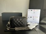 Vanity With Chain Shoulder Bag Black/White For Women 6.6in/17cm AP3012