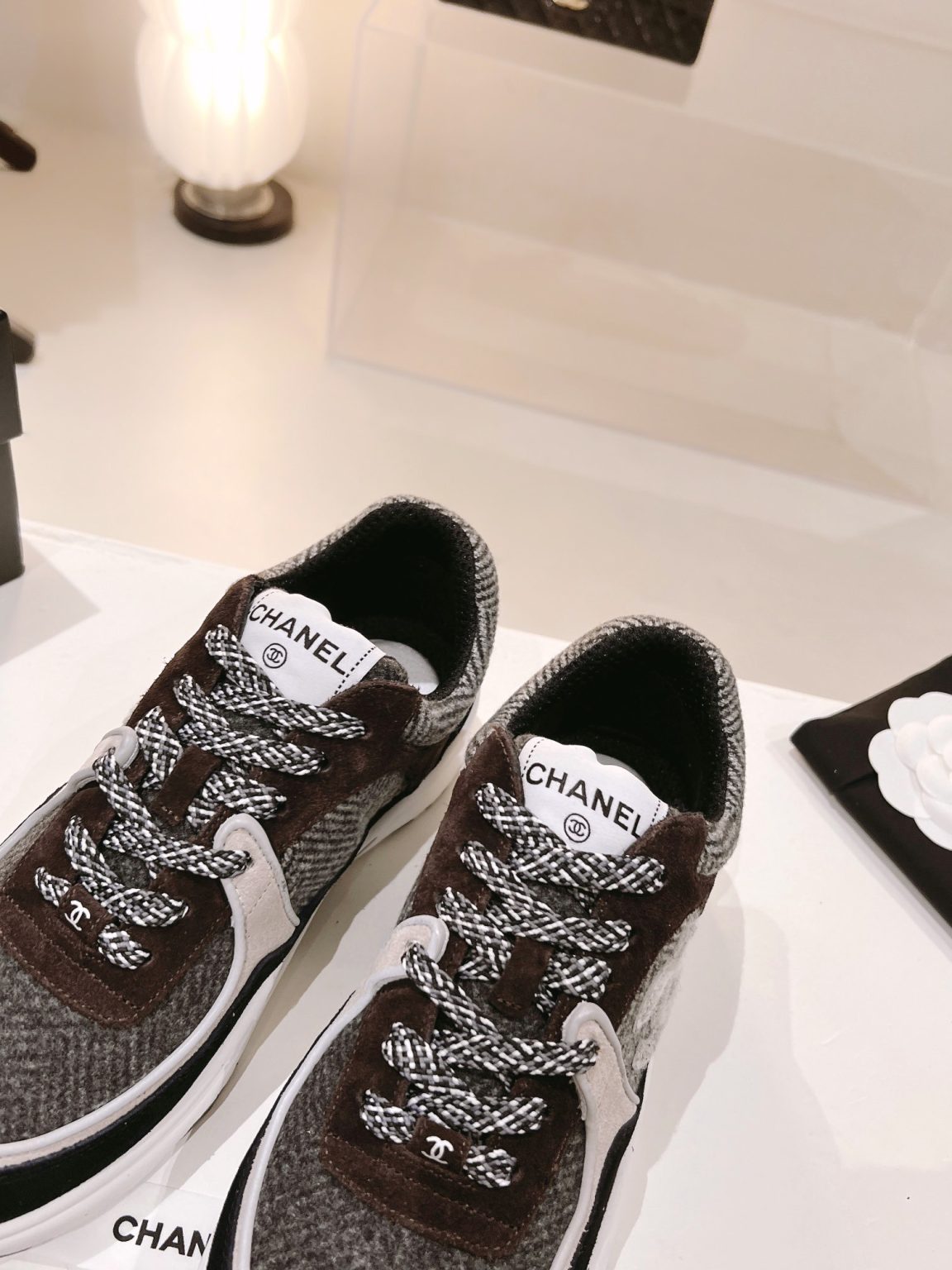 Chanel Wool Stitch Casual C Sneakers Black For Women