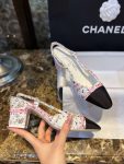 Chanel Woolen High Heel Slingback Sandals Pink For Women