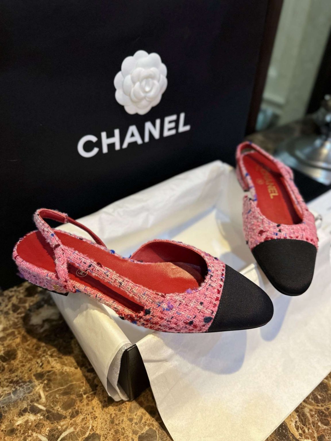 Chanel Woolen Lat Lace Up Sandals Dark Pink For Women