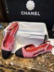 Chanel Woolen Lat Lace Up Sandals Dark Pink For Women