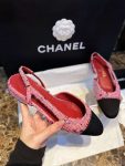 Chanel Woolen Lat Lace Up Sandals Dark Pink For Women