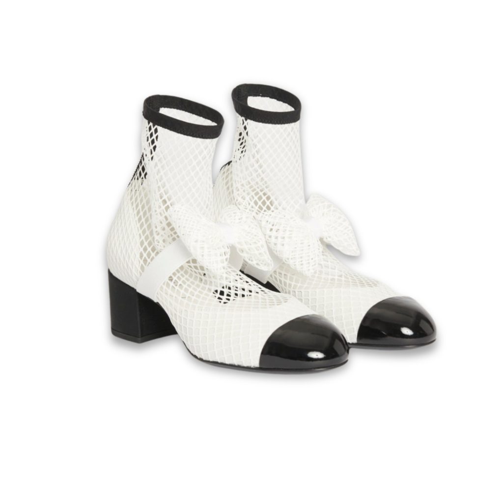 Chanel Mesh Bow Ankle Boots White For Women G40097 Y56613 K5928