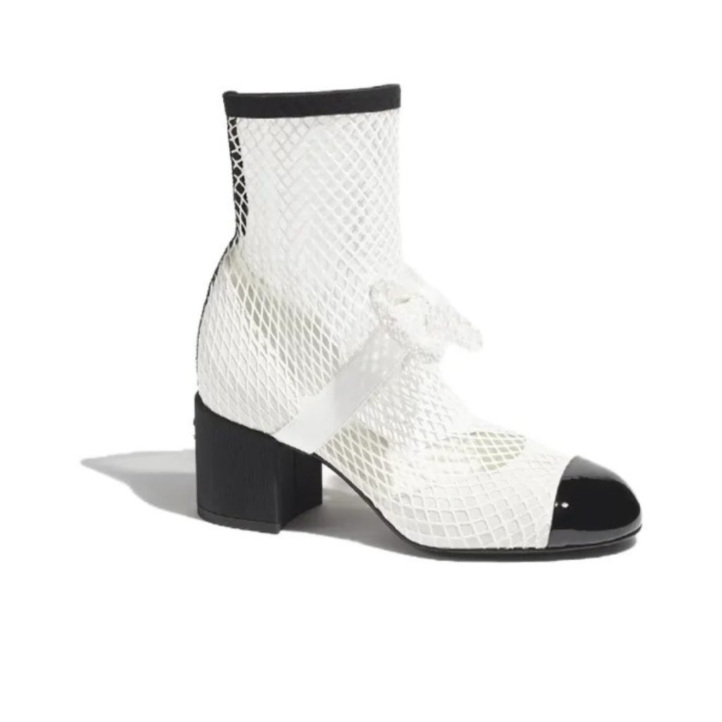 Chanel Mesh Bow Ankle Boots White For Women G40097 Y56613 K5928