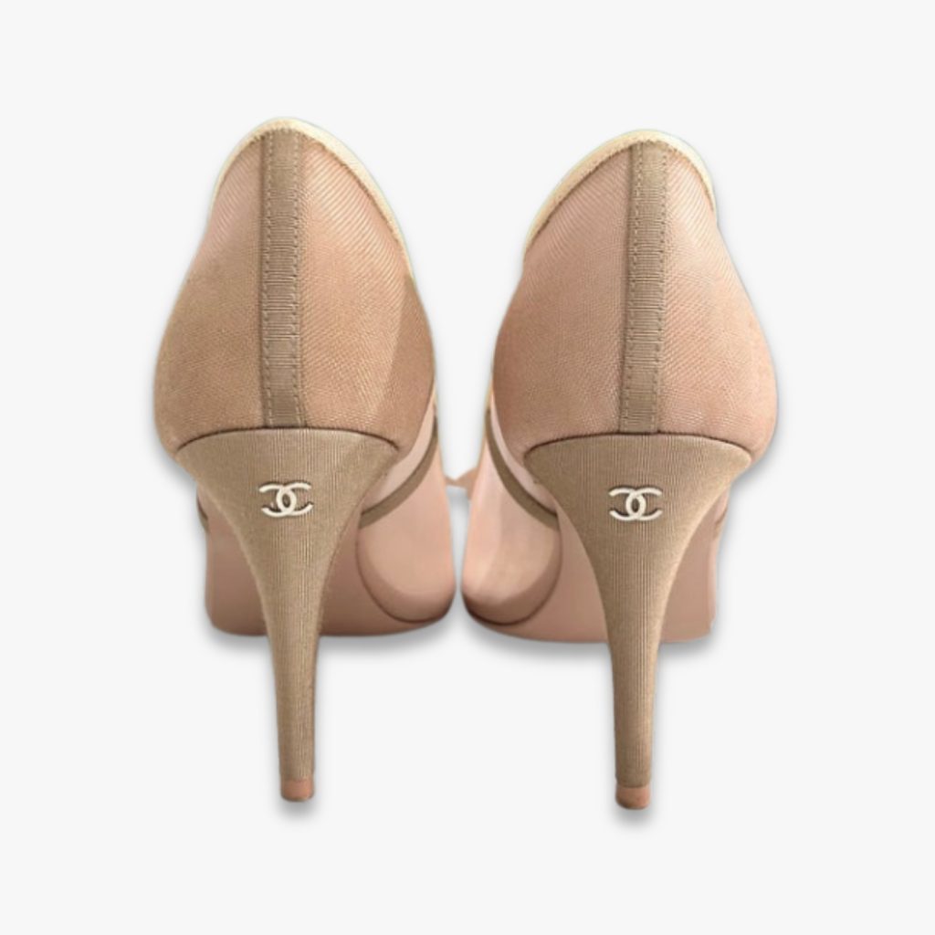 Chanel Mesh Camellia Heels Pink For Women