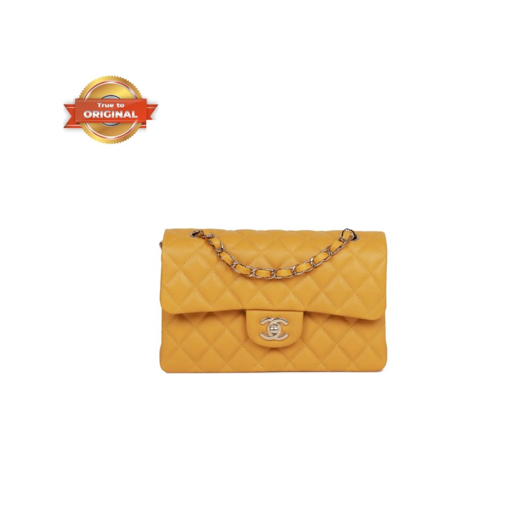 [True-to-ORIGINAL] Chanel Small Classic Double Flap Yellow For Women 9in/23cm