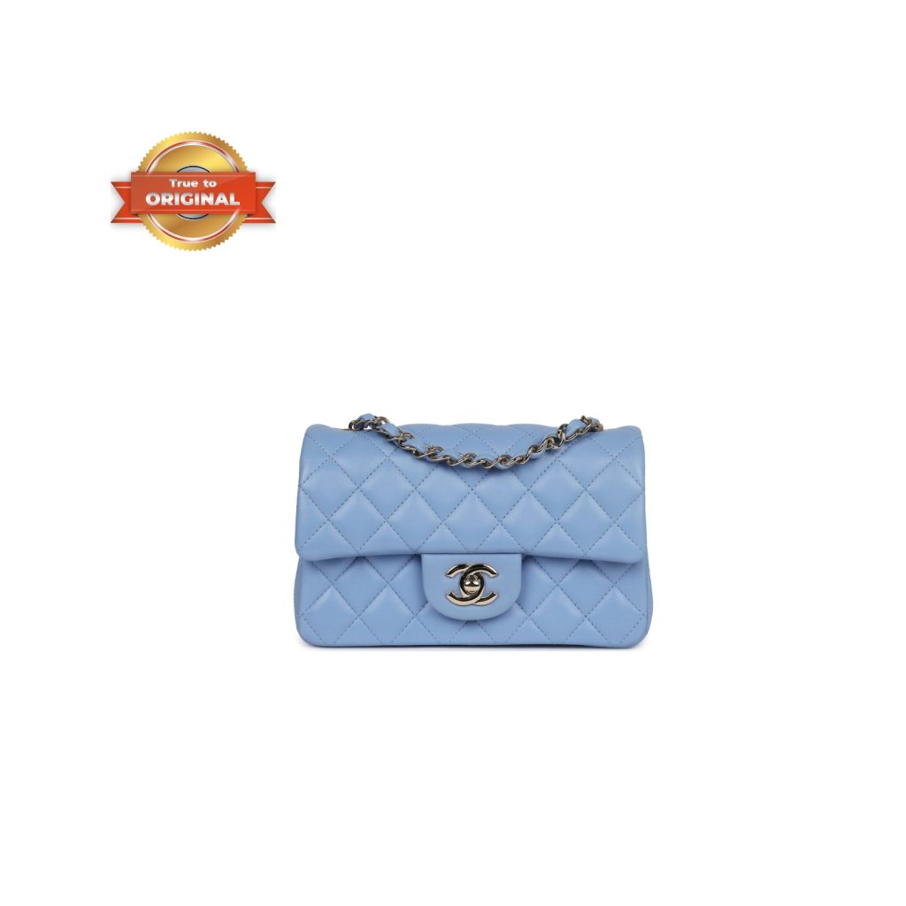 [True-to-ORIGINAL] Chanel Mini Flap Bag Light Blue For Women 7.5in/19cm