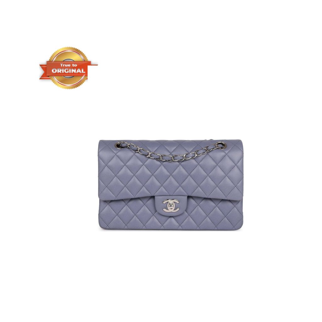 [True-to-ORIGINAL] Chanel Medium Classic Double Flap Bag Purple For Women 10in/25.5cm