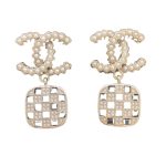 Checker Pattern Earrings Gold For Women