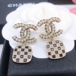 Checker Pattern Earrings Gold For Women