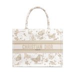 Christian Dior Medium Dior Book Tote Gold-Tone And White Bag For Women M1296ZESU_M01E- 14 Inches / 36 Cm