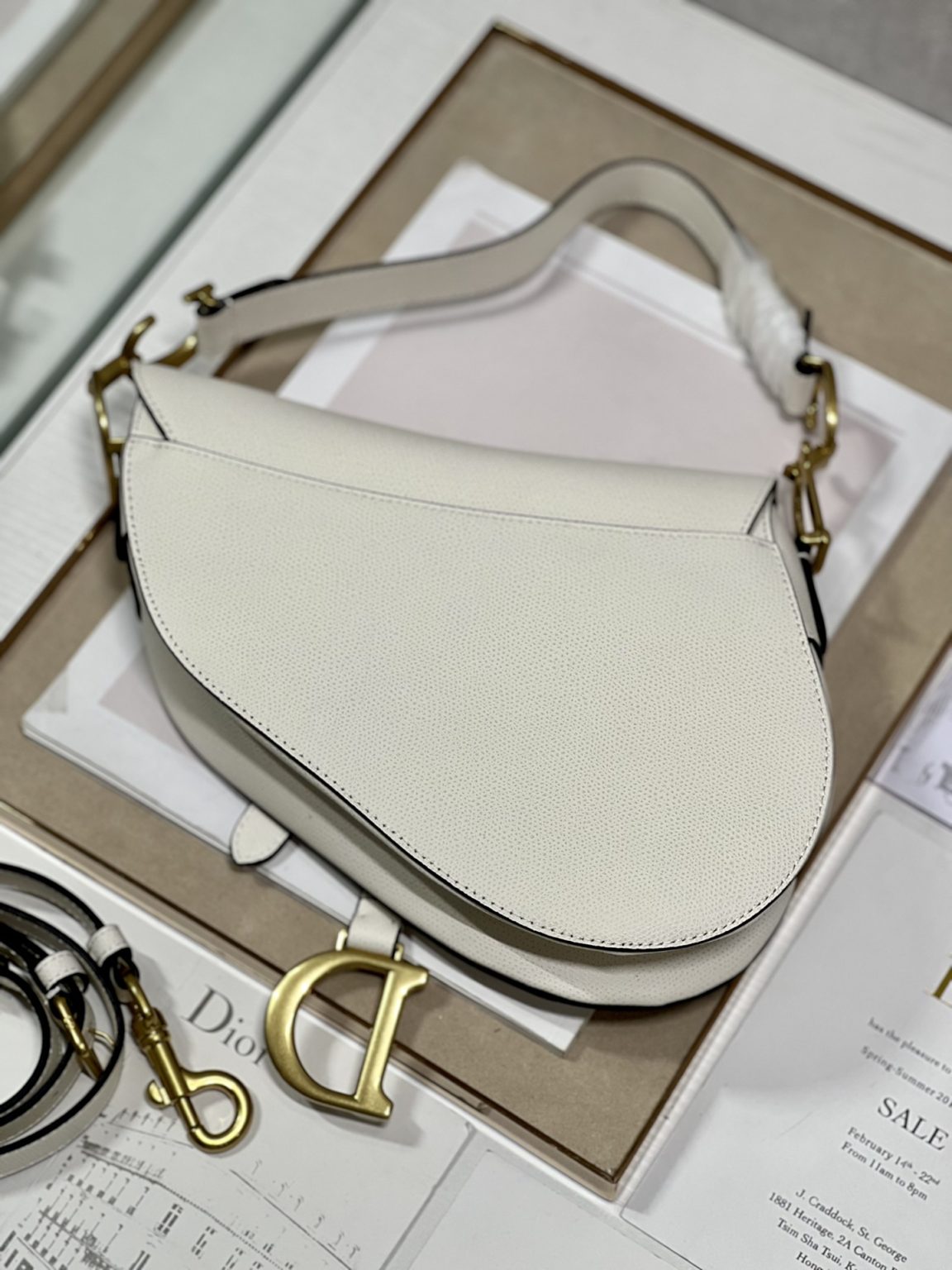 Dior Christian Saddle Bag With Strap White For Women 10in/25.5cm