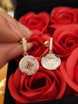 Color Blossom Earrings Pink Gold Tone For Women