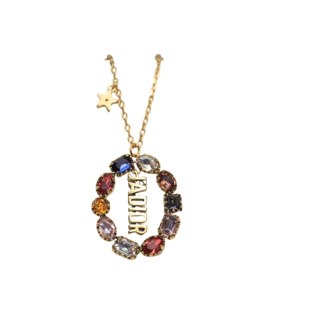 Colorful Twinkle Stones Pendant Necklace Gold Tone For Women