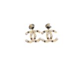 Combinating White And Black Pearl Earrings Gold Tone For Women