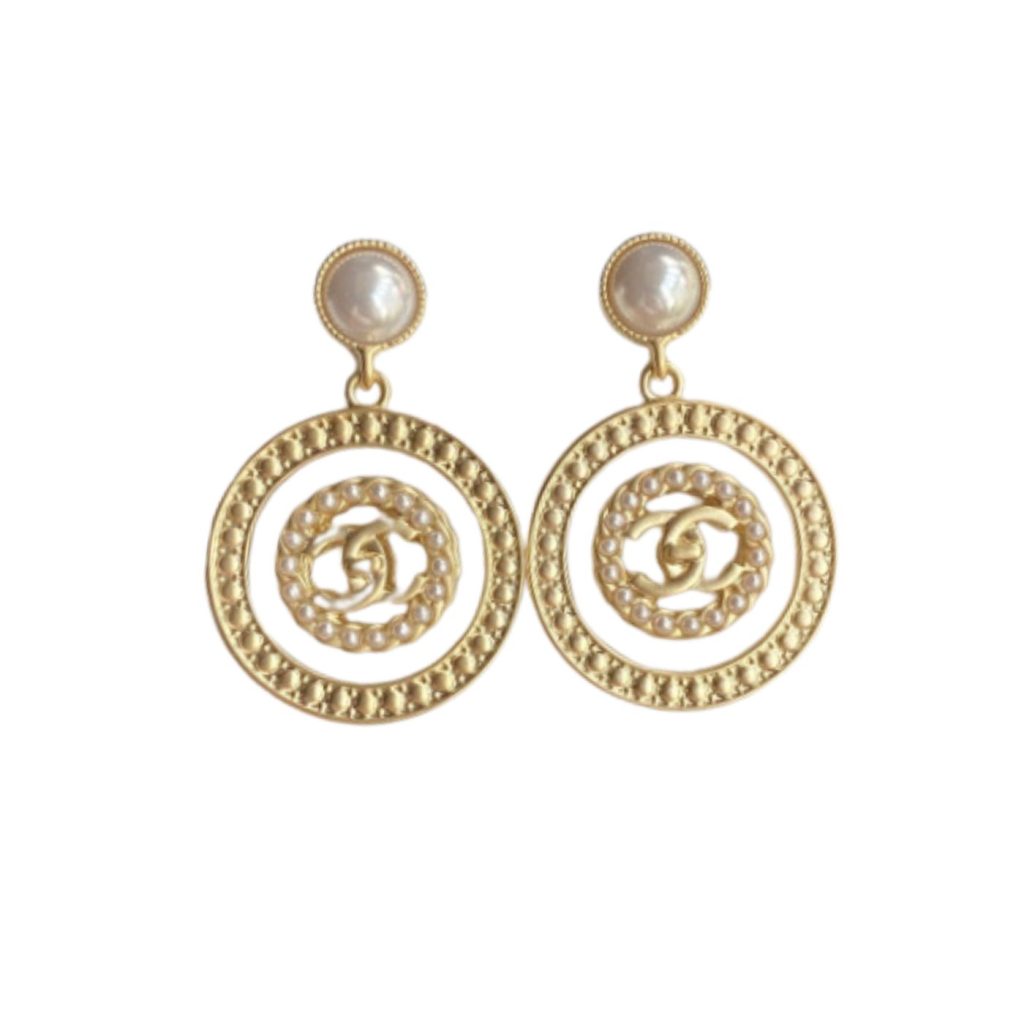 Concentric Circles Earrings Gold Tone For Women