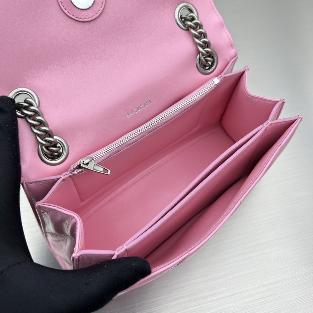 Crush Small Chain Bag Black/Pink/Silver/White For Women‎ 9.8in/24.9cm 716351210J09001