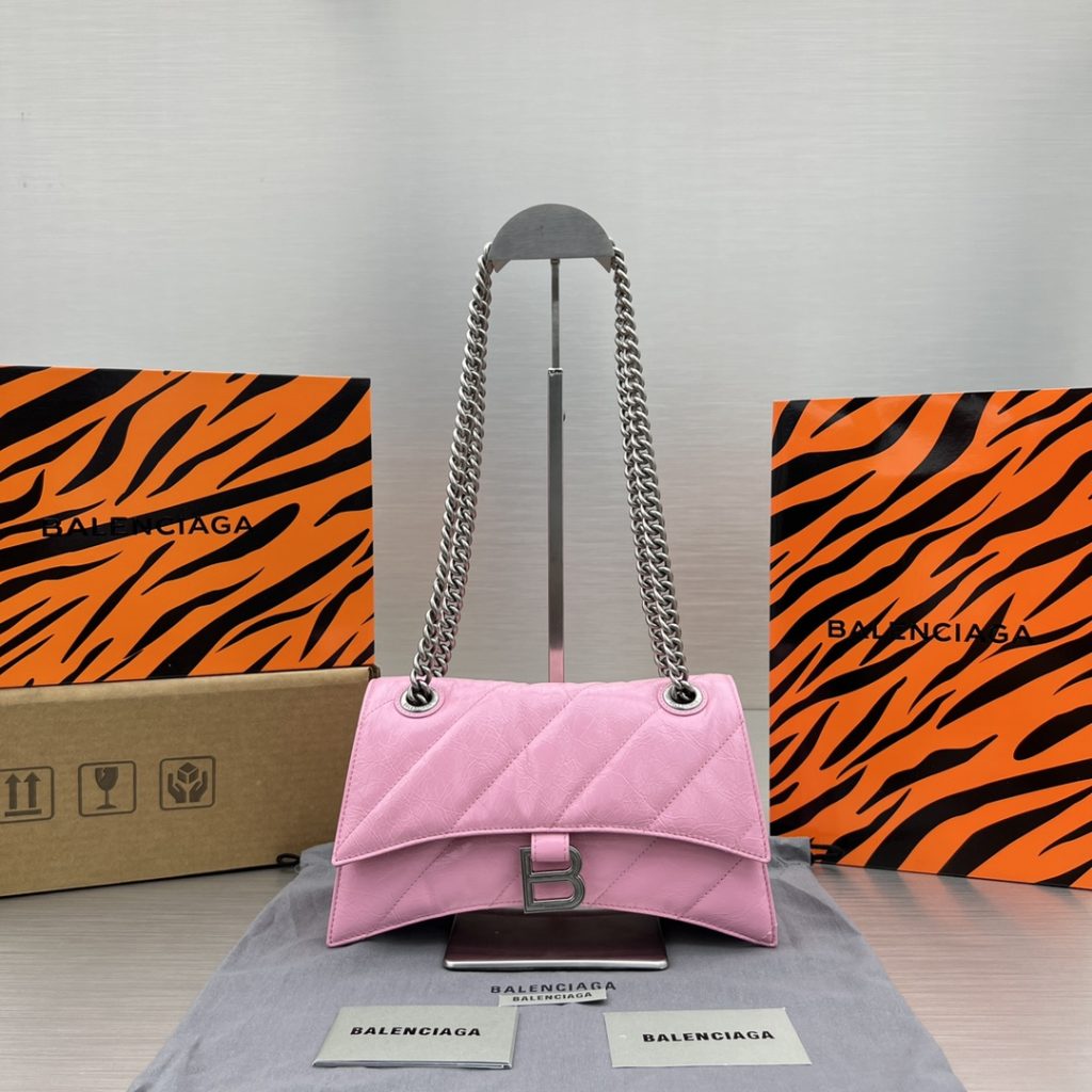 Crush Small Chain Bag Black/Pink/Silver/White For Women‎ 9.8in/24.9cm 716351210J09001