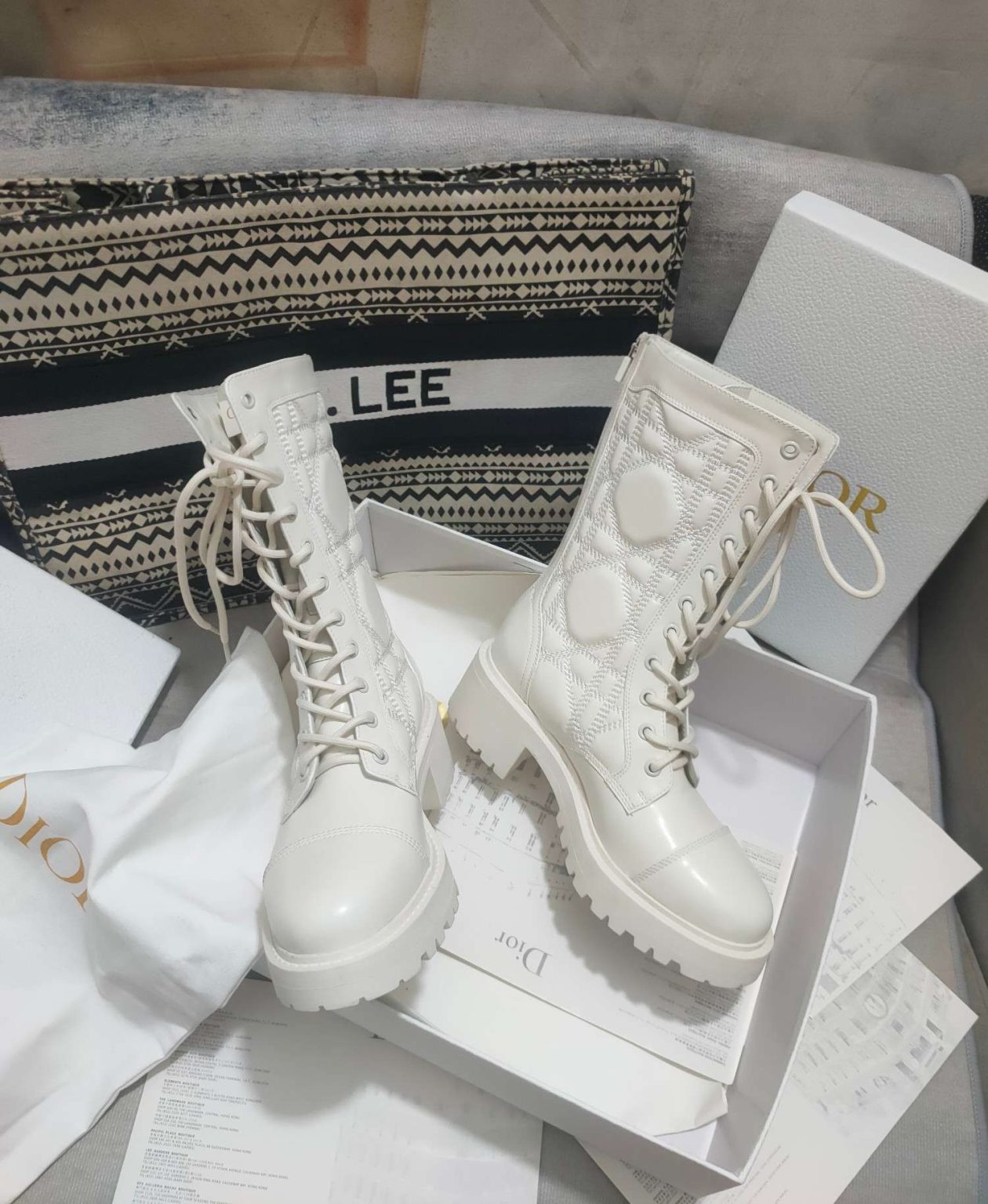 Dior D-Unit Ankle Boot White For Women