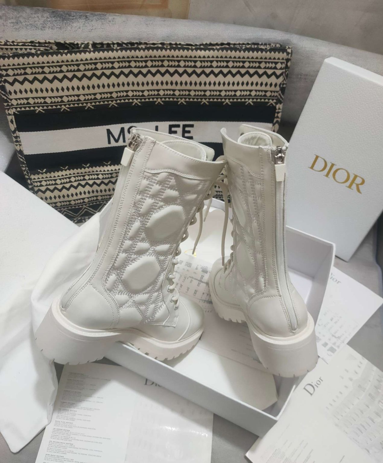 Dior D-Unit Ankle Boot White For Women