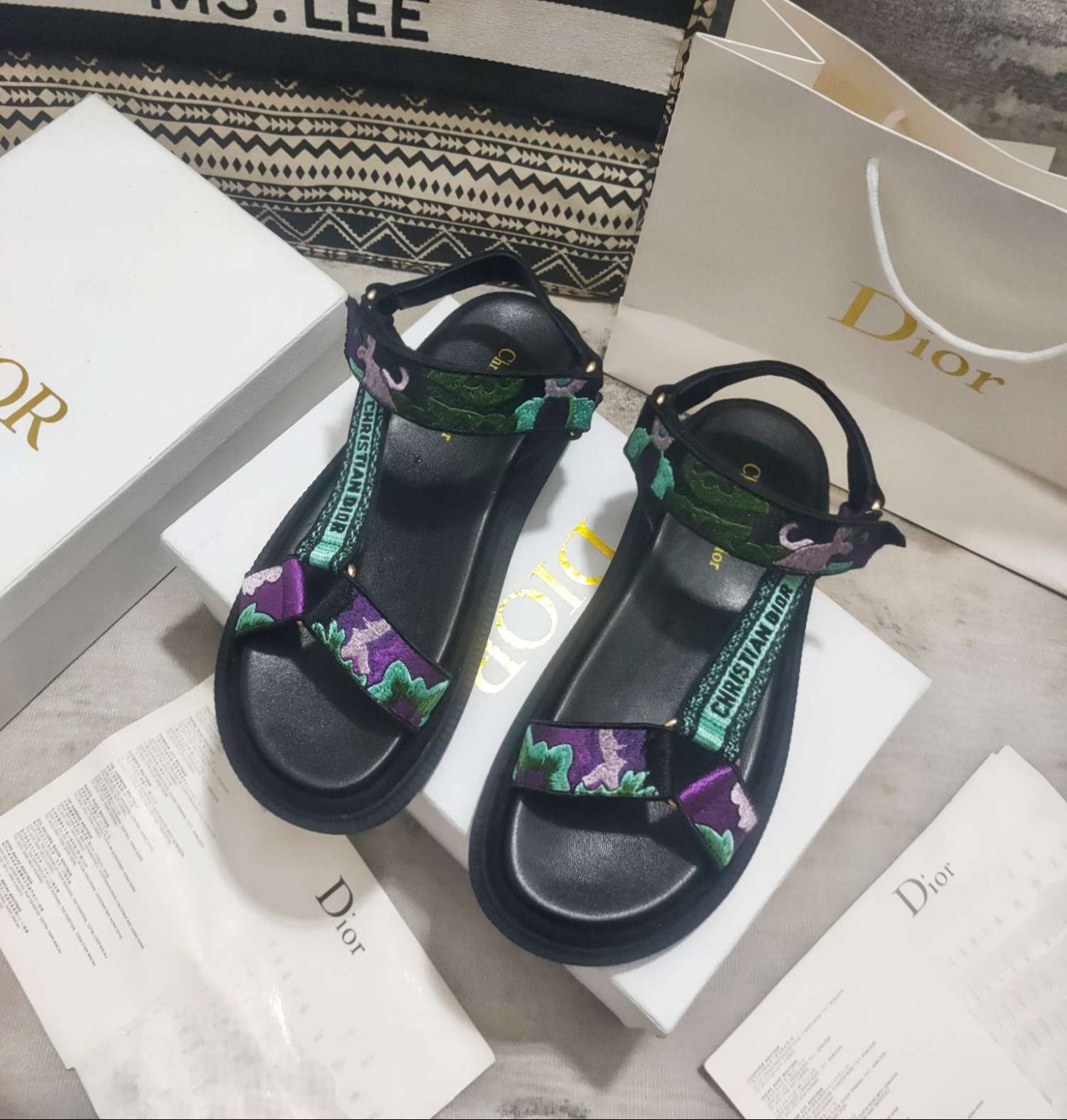 Dior D-Wave Sandal Black For Women