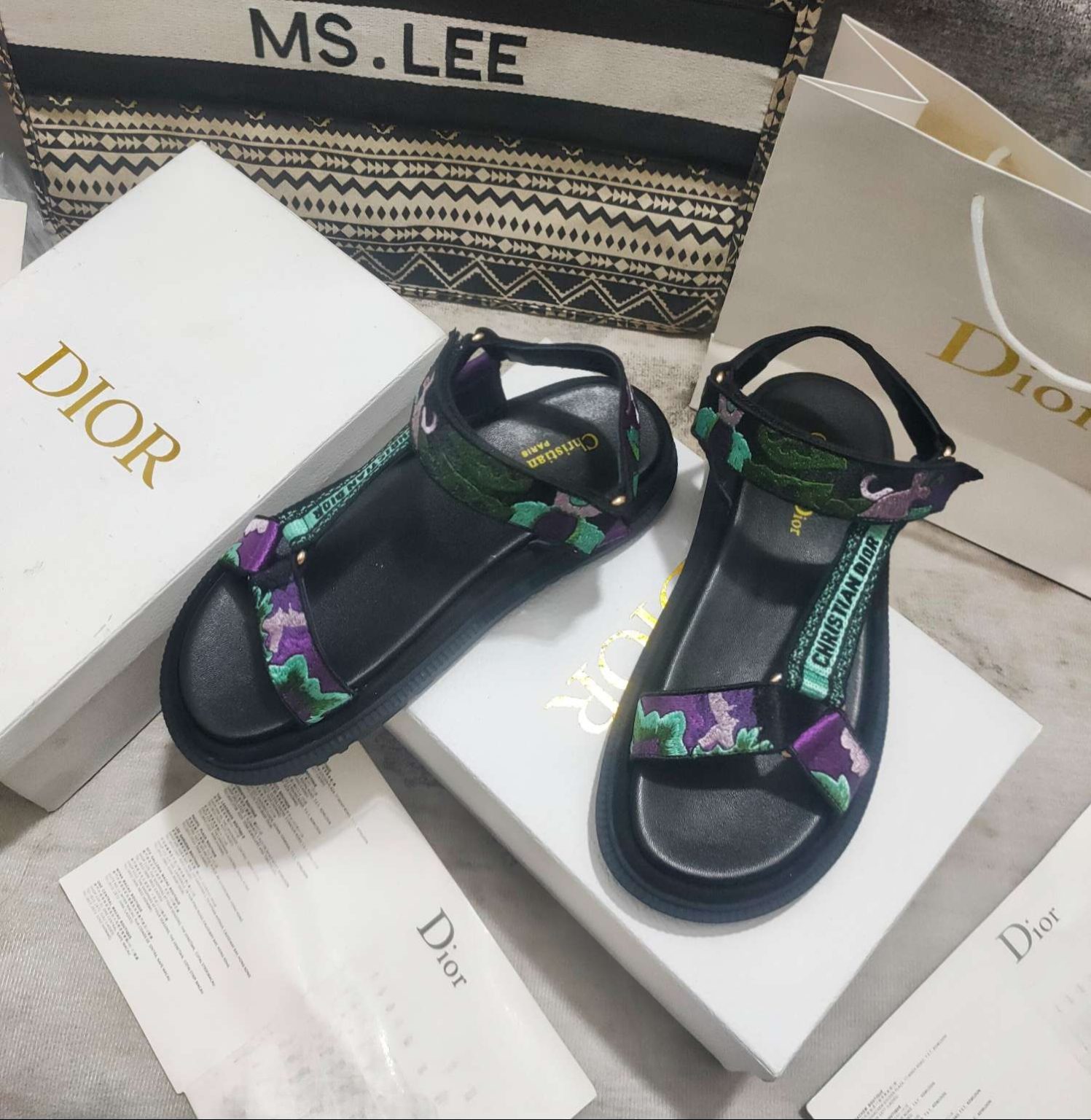 Dior D-Wave Sandal Black For Women