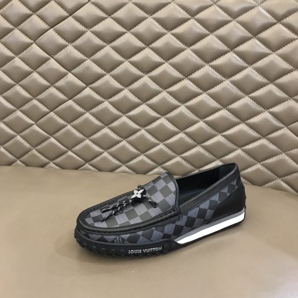 Louis Vuittion LV Racer Moccasin Black Checkered Pattern For Men LV