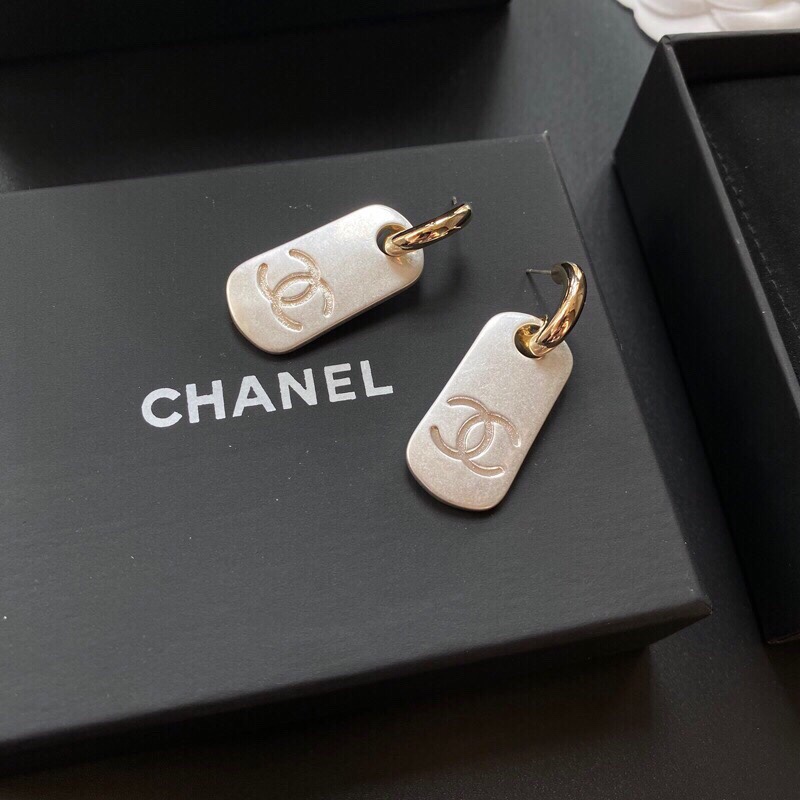 Dangling Big Tag Earrings Gold Tone For Women