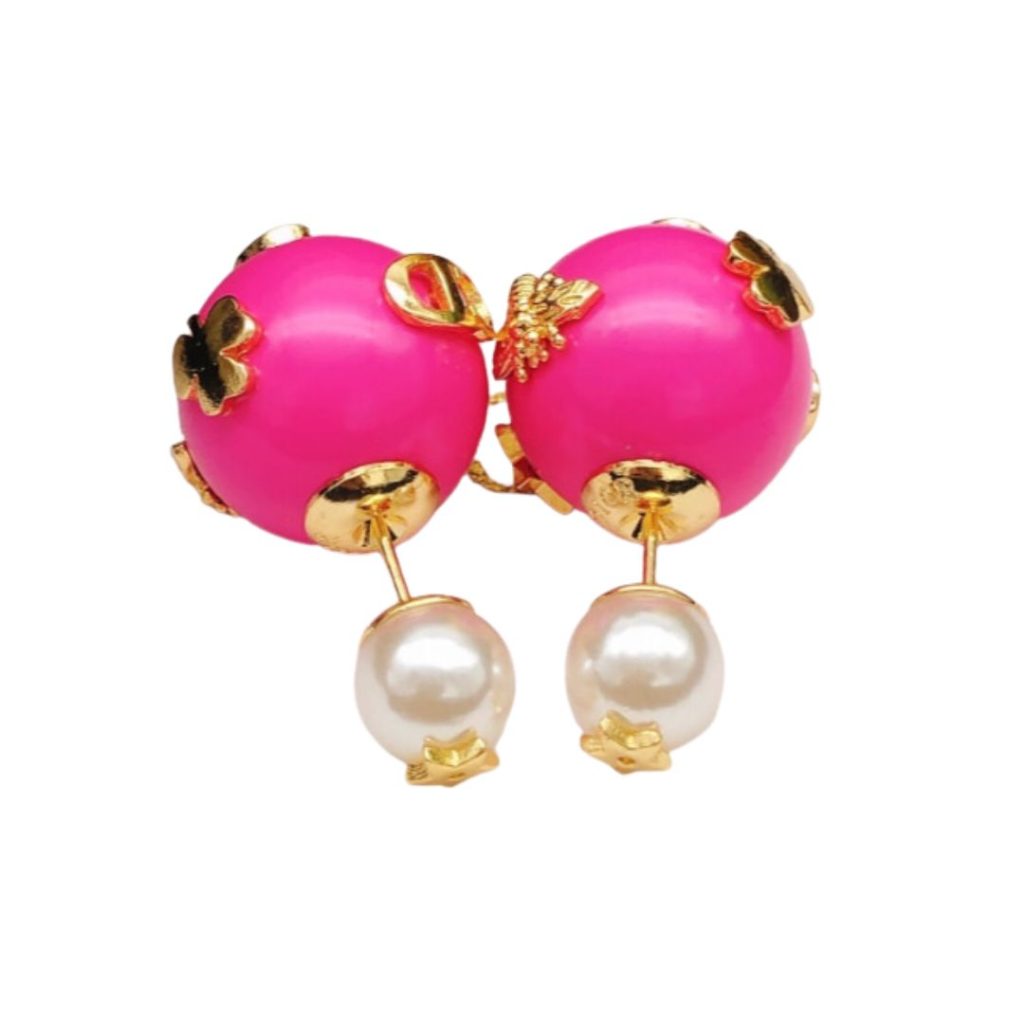 Dior Small Pearl Earrings Pink For Women