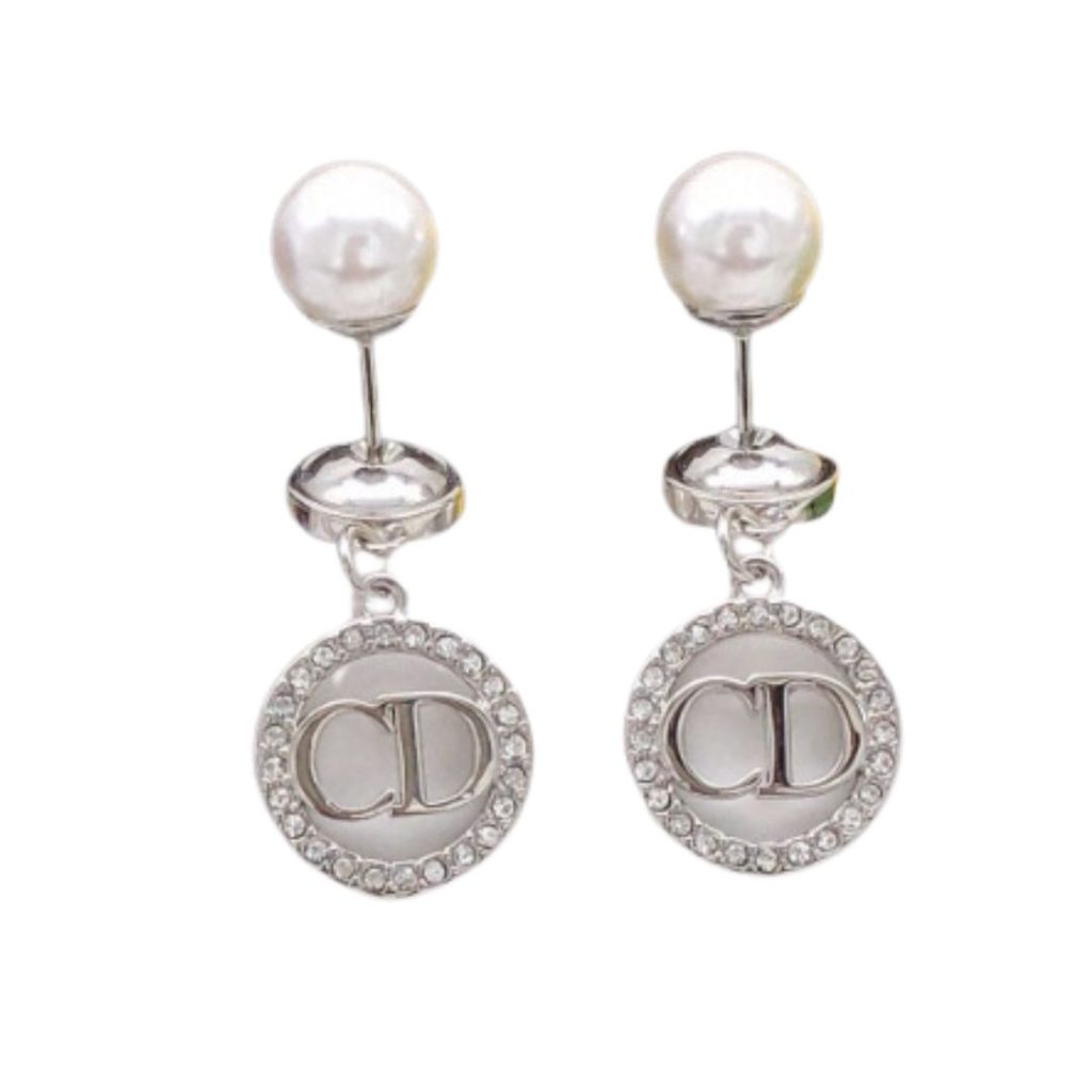 Dior Small Pearls Earrings Silver For Women