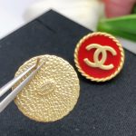 Double C Round Earrings Red For Women