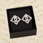 Double C Square Earrings Silver For Women