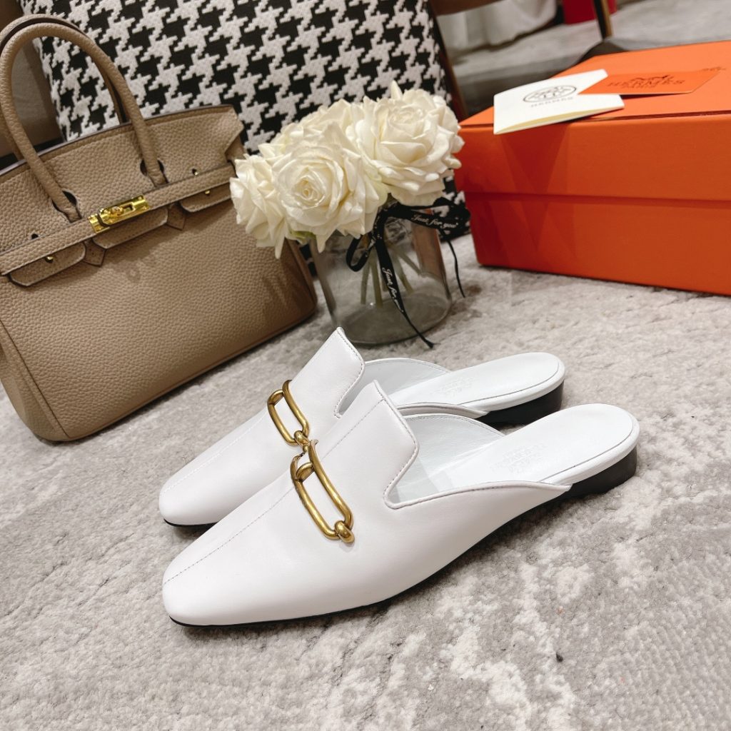 Hermes Esmee Mule White For Women H221156Z 90390