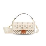 Fendi Baguette White with Embroidery Bag For Women 26cm/10.5in