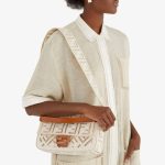 Fendi Baguette White with Embroidery Bag For Women 26cm/10.5in