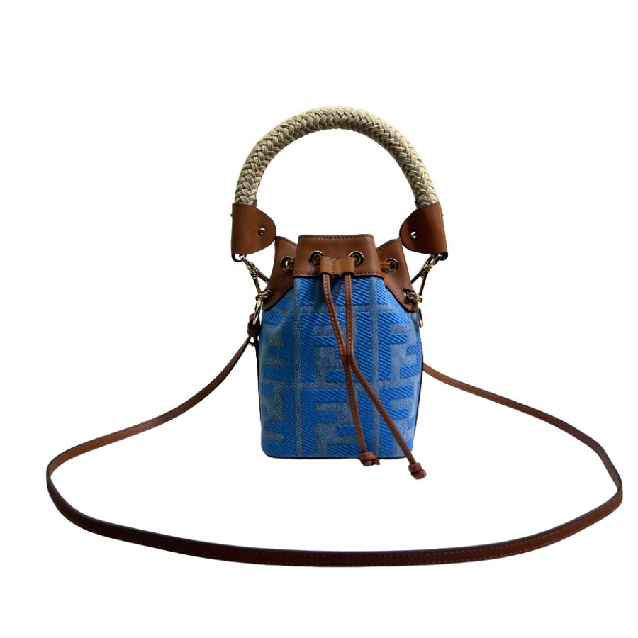 Fendi Mon Tresor Mini Bag Blue/Beige For Women 18cm / 7.1in