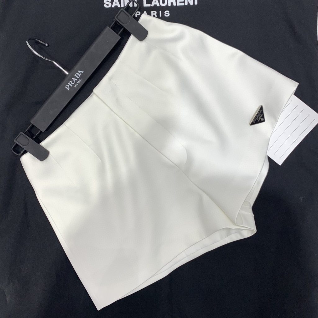 Saint Laurent Fiber Satin Shorts White For Women