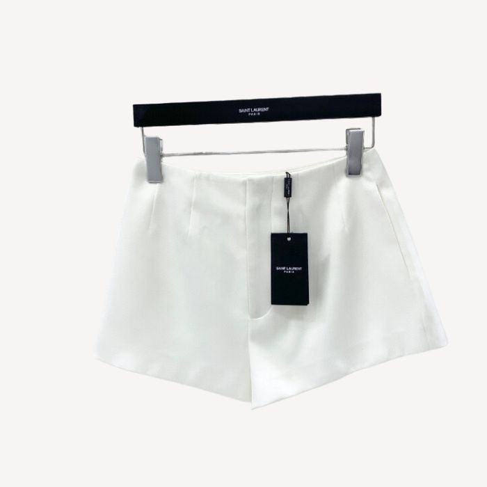 Saint Laurent Fiber Satin Shorts White For Women