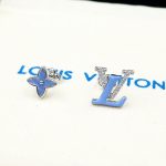 Louis Vuitton Flower Locket Stud Earrings Blue For Women