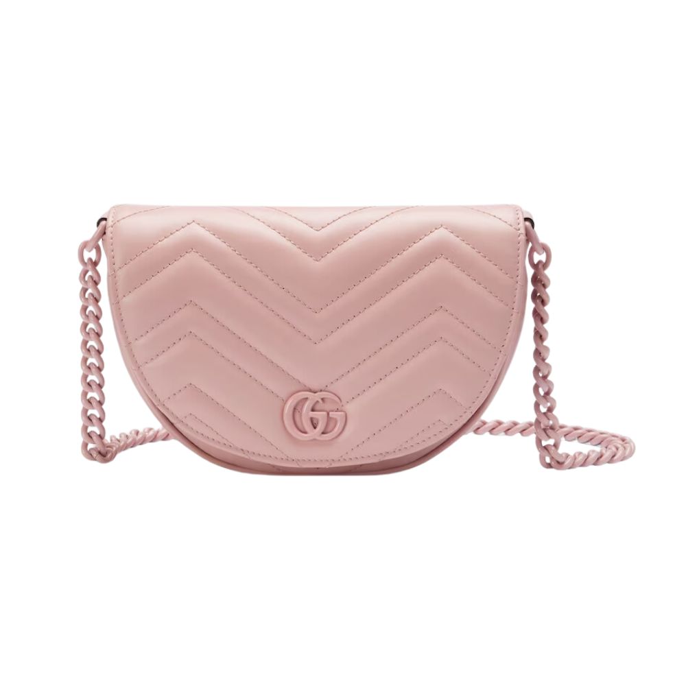 Gucci GG Marmont Matelassé Chain Mini Light Pink Bag For Women ‎746431 AACX4 5909- 7.9 Inches/ 20 Cm