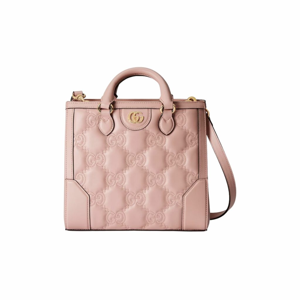 Gucci GG Matelassé Mini Top Handle Pink Bag For Women ‎728309 UM8HG 5941- 9 Inches/ 22.8 Cm