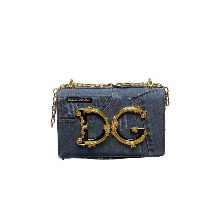 Dolce & Gabbana Girls Bag In Patchwork Denim And Plain Blue For Women 8.3in/21cm