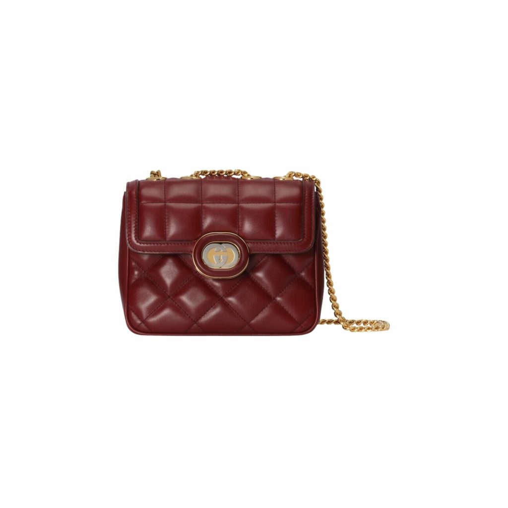 Gucci Deco Mini Shoulder Dark Red Bag For Women 741457 AAB1Q 6402- 7 Inches/ 17.7 Cm