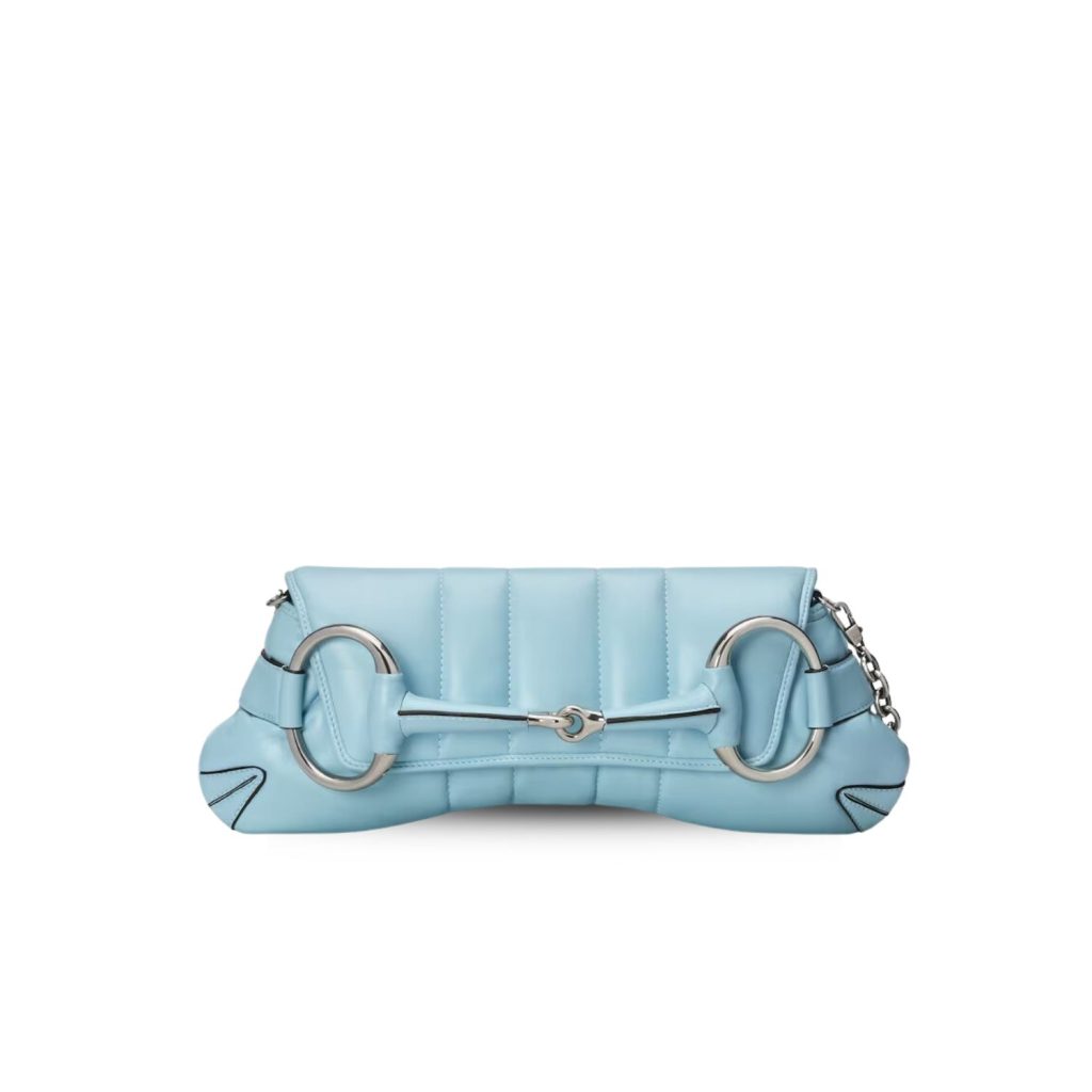 Gucci Horsebit Chain Medium Shoulder Bag Light Blue For Women 15 Inches/ 38 Cm 764255 AACU1 4811