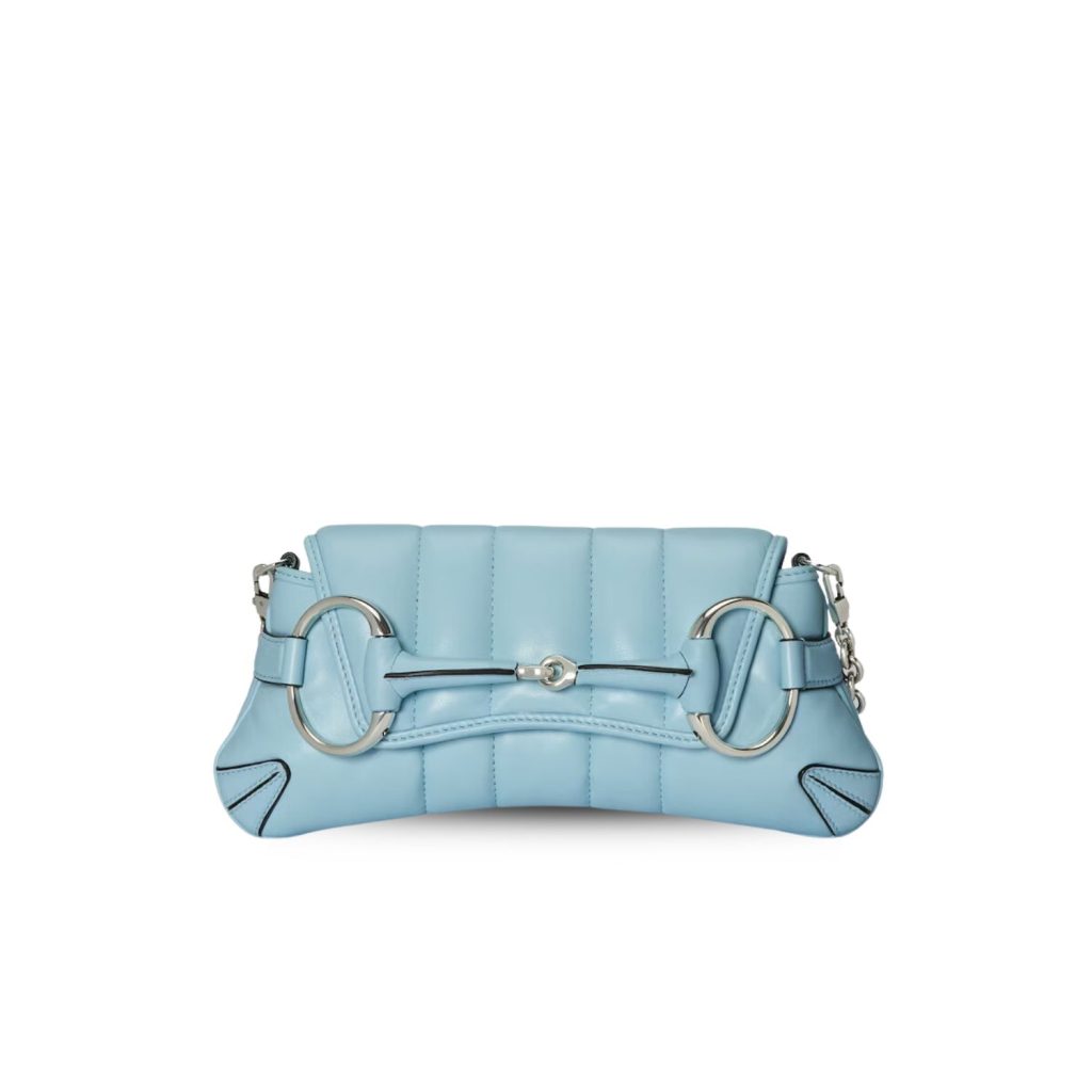 Gucci Horsebit Chain Small Shoulder Bag Light Blue For Women 10.6 Inches/ 26.9 Cm 764339 AACU1 4811