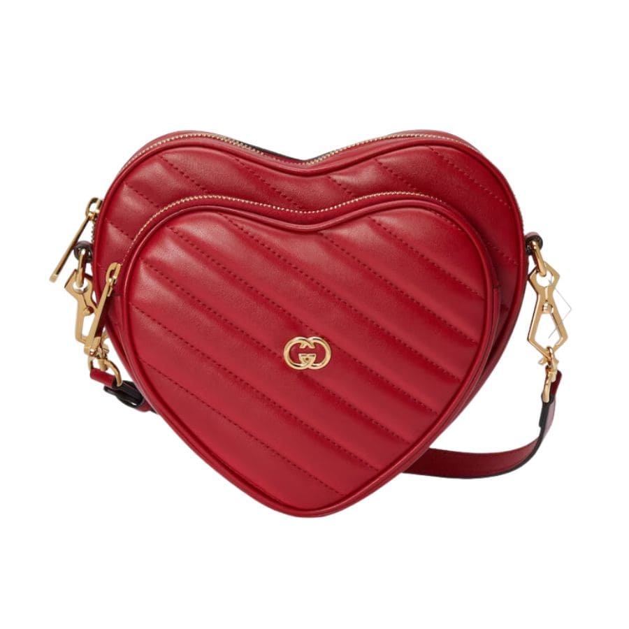 Gucci Interlocking G Mini Heart Shoulder Bag Red/White/Black For Women 20cm / 7.9in 751628 AACCL 6433